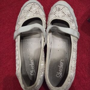 Skechers Cream Lace Mary Jane Flats